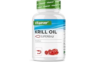 ‎VIT4EVER vit4ever Krill Öl - 120 Kapseln - Markenrohstoff: Superba Antarktis Krillöl - Reich an EPA + DHA + Astaxanthin + Phospholipide + Omega 3 Fettsäuren - Aus nachhaltigem Anbau