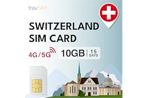 travSIM Suiza Tarjeta SIM | 10GB de Datos SIM - Plan de 15 días de duración | Tarjeta SIM Suiza Ofrece Acceso Ilimitado a Internet para Google, Facebook, Whatsapp, Instagram y más