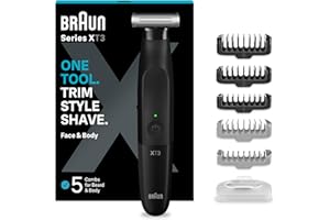 Braun REGOLABARBA UOMO e RASOIO ELETTRICO BARBA E Capelli Series X, Testina Flessibile Con lama 4D A Due Direzioni E Protezione SkinShield, 45 Minuti Di Utilizzo Senza Fili, Idea Regalo, XT3200