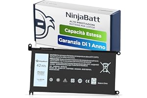 NinjaBatt batteria Compatible with Dell WDX0R P69G Inspiron 13 15 5000 7000 5567 7579 5578 5570 5568 7569 5579 5565 7573 13 7378 5378 7368 5379 5368 7375 17 5767 Y3F7Y - [42Wh/11.4v]