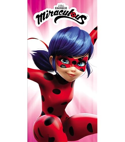 Telo Mare Miraculous Ladybug Supergirl 70x120 Cm - 100% Cotone OEKO-TEX, Rosso