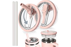 ROMANVIC Stanley Cup Accessories, Pack of 2 Stanley Cup Lids, 2 Pieces Leak-proof Replacement Lid for Stanley Cup 40 oz with 2 Straws, Leak-proof and Dustproof, Replacement Lid for Stanley Cup