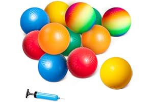 U&C Planet Lote de 6/12 Pelotas de Juego de 21,5 cm Lote de Pelotas de Dodge Ball con Bomba Gaga Ball Handball Soft Boucy IDs Rainbow Balls Juegos al Aire Libre Campamentos