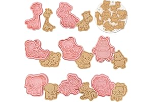 WishesMar Formine Biscotti Animale Forestale 3D Stampi Biscotti Tagliabiscotti con 8 pezzi Stampa per la Cottura in Cucina, Fondente, Cottura di Decorazioni Festive DIY, Accessori per Pasticceria
