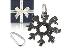 WDJLNZB Outil Flocon de Neige, Outil Multifonction Flocon de Neige 18 En 1, Portatif Clé à Flocon de Neige En Acier Inoxydable, Flocon Outil Multifonction pour Extérieur Aventure Voyager (ancient tin color)