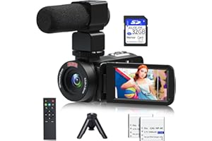 VETEK Video Camera, 1080P 30MP Camcorder IR Night Vision Vlogging Camera for YouTube, Remote Control 3.0" Touch Screen 18X Digital Zoom Camera Recorder with Microphone, Mini Tripod 2 Battries, 32GB SD Card