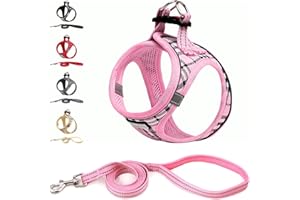 Suredoo Pettorina Cane Taglia Piccola Riflettente, Step-in Pettorina per Cani Gatti Cuccioli con Guinzaglio Comodo, Traspirante Imbracatura Cane Imbottito per Corsa Passeggiate (Rosa, M)