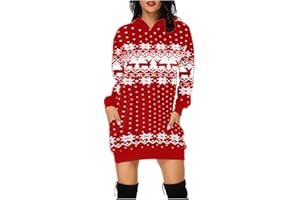 Jarseila Weihnachtspullover Damen Lustig Christmas Sweater Pullover Rundhalsausschnitt Hoodie Xmas Rentier Schneeflocke Weihnachten Geschenk