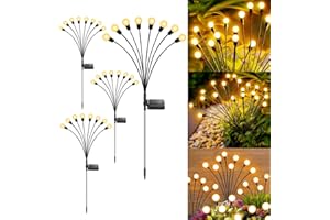 Amzxart Lot de 4 lampes solaires d'extérieur - Étanche IP65 - 32 LED - Interrupteur automatique - Lampes solaires de jardin pour cours, pelouses, balcons