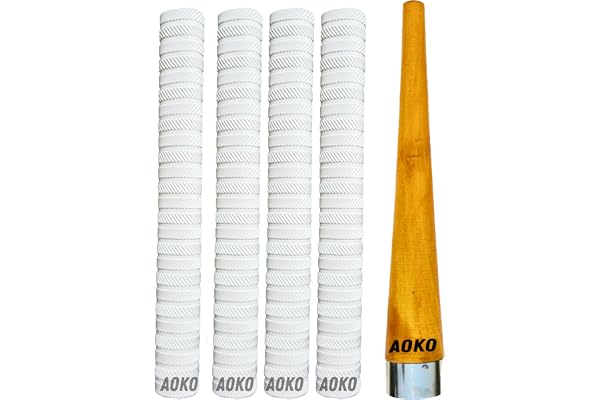 AOKO Plain White Soft Comfortable 4 Rubber Grips for Better Shock Absorption 1 Grip Cone for Cricket Bat Handle Accessories( Packof 5 )