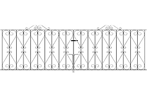 FENCING & GATES & FIREPLACES Regent Scroll Driveway Gates 3048mm (10ft) GAP x 914mm High Galvanised Wrought Iron Metal gate RDZP19