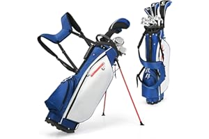 COSTWAY Men's Golf Clubs Package Set with Alloy Driver, 3# Fairway Wood, 4# Hybrid, 6-9# & P Irons, Putter and Stand Bag, Right Hand