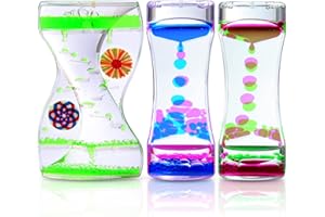 Jouet sensoriel Lot de 3 minuteurs liquides colorés pour enfants et adultes - Minuteur à bulles pour activité, détente, anxiété, autisme, TDAH, bureau à la maison
