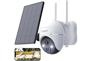 ieGeek 360° PTZ Telecamera Wi-Fi Esterno con Batteria Senza Fili, 2K Videocamera Sorveglianza con Pannello Solare, Rilevazione PIR, Visione Notturna, Impermeabile IP65, Audio a 2 Vie