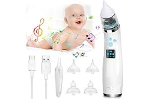TENGWUDZ Nasensauger Baby, elektrischer Nasenreiniger mit 4 Rotzsaugdüsen, Automatisch Nasal mit 3 Saugstarken für Kleinkinder und Säuglinge, Elektrischer Nasenreiniger mit Musik Beruhigender Funktion