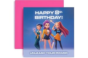 Huxters K-Pop Inspired 8th Birthday Card for Girls Daughter Niece Sister Friend Bestie – 8 Today (8th)