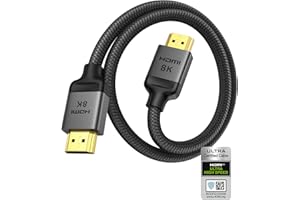 Silkland Short HDMI 2.1 Cable 0.5M Certified, (Nylon Soft Braid) Ultra High Speed HDMI® Cable [8K@60Hz, 4K@120Hz] 48Gbps, HDR, eARC, HDCP 2.3, Compatible for Samsung TV/PS5/Xbox Series X/Blu-Ray