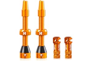 HZJD 2Piezas Válvula para Tubeless, Naranja, Extracción de radios del núcleo integrada(44 mm)