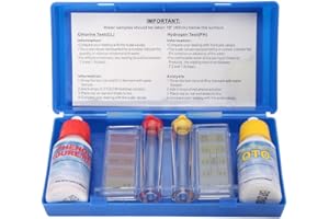 Domeilleur TEST KIT CHLORINE PH, Meter Chlorine pH Pool Water, Drops - Set PH Chlorine Water Quality Test Kit - Kit Swimming Pool Spa Test Indicator w/Color Chart