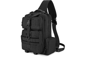 HUNTVP Sac Bandoulière Homme Sac de Poitrine, Sacoche Tactique Militaire Molle Multifonction pour Sport, Chasse, Cyclisme, Camping, Excursion, Randonnée