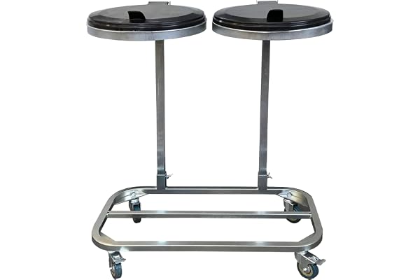 QUICK STAR Dubbel Sopsäcksställ med Lock och 4 Hjul | Metallhållare för Sopsäck 120 liter | Stabil Säckhållare - Galvaniserat Stål