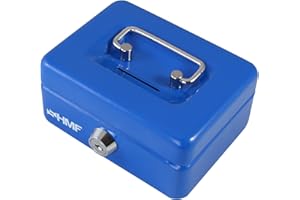 ‎HMF HMF 102122-05 Kinder Spardose, Geldkassette abschließbar mit Schlitz | 12,5 x 9,5 x 6 cm | Blau