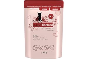 catz finefood Kitten No. 3 mokra karma dla kotów - delikatesowa karma dla młodych kotów bez zbóż i cukru z dużą zawartością mięsa (8 x 85 g worka)