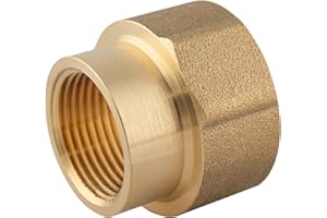 konst-install Manicotto di riduzione in ottone, ridotto da 1/2 a 3/8 pollici (Ø 18,6 mm x Ø 15 mm), riduttore filettatura interna, riduzione IG a IG in ottone, raccordo filettato
