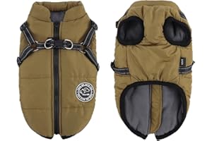 Savlot 2-in-1 Dog Harness Jacket | Waterproof Winter Coat with Reflective Vest, Fleece Lining & Zipper for Small, Medium, Large Dogs