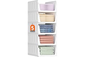 Lifewit 5 Pack Stapelbar Kleiderschrank Organizer, Ausziehbar Schrank, Stapelbar Aufbewahrungsbox für Bad Küchenschrank Lagerung, Kunststoff Schubladen Kleidung, Camping Schrank