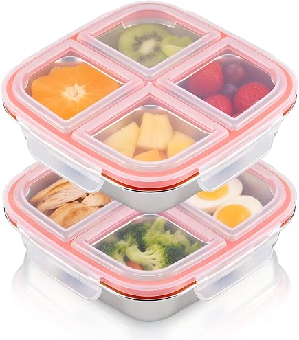 LDXDRU Lot de 2 boîtes à goûter avec couvercle, en plastique