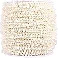 Ftory Pearl String - 50M Roll 3mm Fishing Line Pearls String Beads Chain Garland Wedding Decoration Centerpieces(creamy)