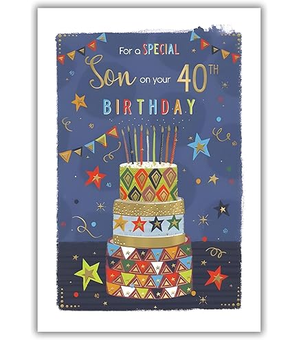 Cherry Orchard | Grandson 40th Birthday Card | Sylish Charcoal & Gold Champagne Design | 40th Birthday Card For Grandson | Gold Foil Detailing | Complete With Envelope