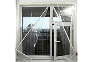 SH000AD Kit de Aislamiento de Ventana para Invierno,Cortina Térmica Aislante,Protección Contra el Frío Película de Aislamiento Transparente,con Cremallera,Reutilizable,Ancho x Alto (50x100cm)