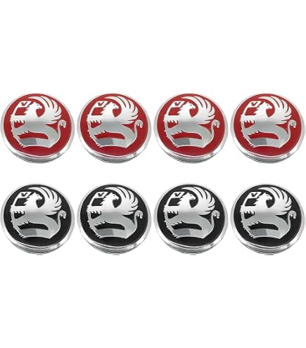 Adesivi Centro Ruota In Metallo - Set Da 8 Pezzi, Rosso E Nero, Diametro 56,5 Mm, Decorazione Per Auto E Moto