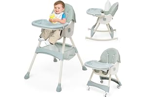Arkyomi 3 en 1 chaise haute bébé pliable chaise haute transat inclinable enfant chaise reglable hauteur avec table et roulettes