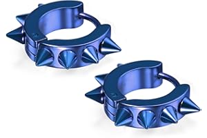 Flongo Pendientes de remaches punk rock, Pendientes de aros para hombre mujer, Acero inoxidable pendientes unisex de estilo hip hop, 1-3 Pares，Regalo Navidad