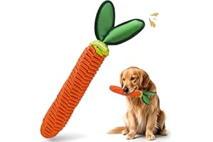 AUSCAT Carrot Dog Rope Toy, Durable Braided Teething Toys, Tug of War Toy with Squeaker for Small Medium Large Dogs