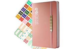 YOUZHIZHE Academic diary 2025-2026 - 18 Month Diary 2025-2026 a5 Week to View From Jul 2025 to Dec 2026 with Monthly Tabs, 100GSM Paper (2025.7-2026.12) (Pink)