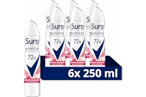 Sure Women Nonstop Protection Bright Bouquet Deodorant Body Spray Antiperspirant with a strawberry and vanilla scent & body heat activated technology for 72 hour sweat protection 250 ml, Pack of 6