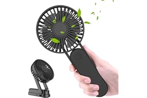 WOWGO Ventilateur à Main,Mini Ventilateur USB Rechargeable Portable Silencieux,Ventilateur de Poche de Bureau Puissant 3 Vitesse & Longue Durée,Ventilateur de Poche Personnel (Black)