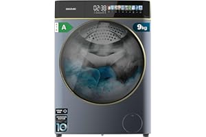 Cecotec Lave-linge 9Kg Chargement Frontal Bolero DressCode 9900 Inverter FullColor Ice Blue A. Finition Bleue 1400 Tr/min, Écran 10,3", 11 Programmes, Inverter, SteamMax, Classe A