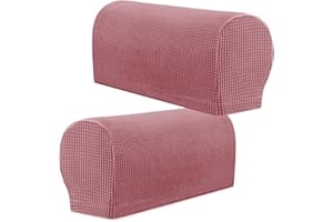 XIEHUZA Arm Rest Covers, Stretch Armchair Couch Armrest Chair Covers for Furniture Protector, Anti-Slip Sofa Chair Arm Caps Spandex Polyester Slipcovers, Set of 2 (Pink)