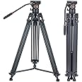 Video Stativsystem, Cayer BV30L 72 Zoll - Professionelles Hochleistungs-Aluminium-Doppelrohrstativ, K3-Fluidkopf, Mittelsprei
