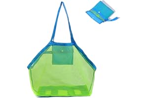 IZyufan Strandtasche Strandspielzeug Tasche-Sandspielzeug Wiederverwendbare Netztasche XL Große Strandtasche Grün Aufbewahrungstasche Faltbare für Familie Urlaub