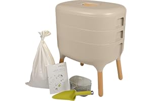 Design-KOMPOSTER - WURMKOMPOSTER - KOMPLETT-Set mit 1000 KOMPOSTWÜRMERN & Zubehör I Jetzt Küchenabfälle kinderleicht in Pflanzen-Dünger umwandeln I Wurmkiste - Wurmfarm für Küche, Balkon und Garten