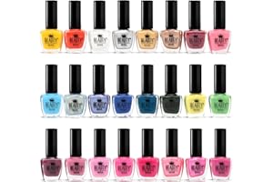 Beauty4Britain Set di 24 smalti per unghie 24 Eleganti colori perlati glitterati classici Prodotto in UE