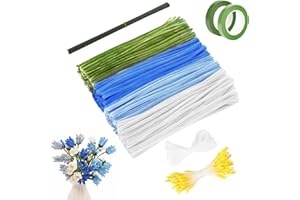 LIXSTYEA 570 pcs Pipe Cleaner Craft Flower DIY Kit - Pipe Cleaners with Green Blue Colors, Pipes Cleaner for Craft Flowers and Cleaning, Pipes Cleaners with Stamens Stems, Lily of The Valley, 0.6cm