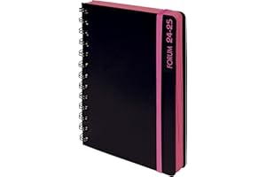 Exacompta - 184277E - Agenda journalier Forum Black & Color - 12 x 17 cm - Août 2024 à juillet 2025 - Coloris rose