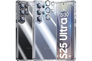 UniqueMe für Samsung Galaxy S25 Ultra Hülle - Handyhülle für Samsung Galaxy S25 Ultra Case, 5 in 1 Set Rundumschutz Schutzhülle Cover,1 Handyhülle & 2 Schutzfolie & 2 Kameraschutz - Transparent